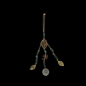 Hand Crafted Blue And Green Suncatcher Leaf Car Mirror Charm